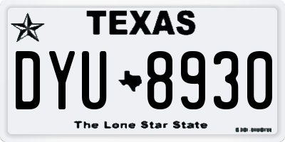 TX license plate DYU8930