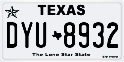 TX license plate DYU8932