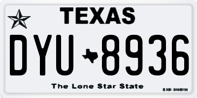 TX license plate DYU8936