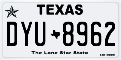 TX license plate DYU8962
