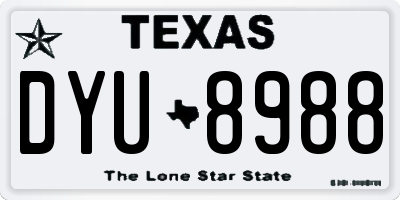TX license plate DYU8988