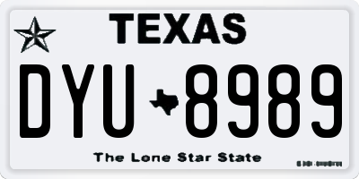 TX license plate DYU8989