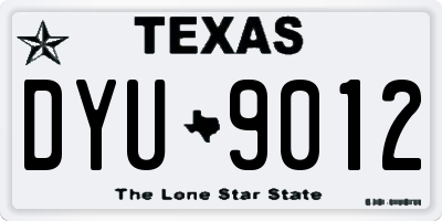 TX license plate DYU9012