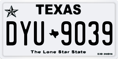 TX license plate DYU9039