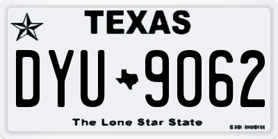 TX license plate DYU9062