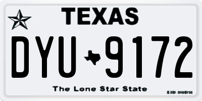 TX license plate DYU9172