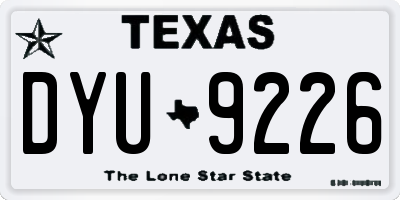 TX license plate DYU9226