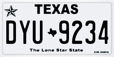 TX license plate DYU9234