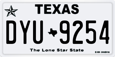 TX license plate DYU9254