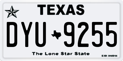 TX license plate DYU9255