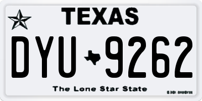 TX license plate DYU9262