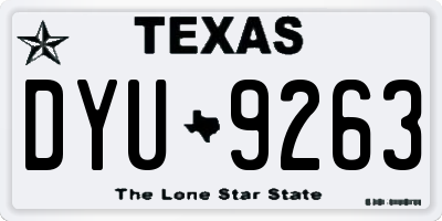 TX license plate DYU9263