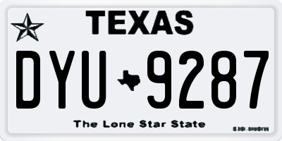 TX license plate DYU9287