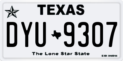 TX license plate DYU9307