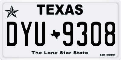 TX license plate DYU9308