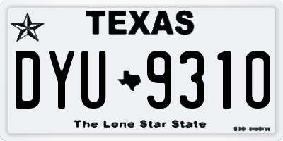TX license plate DYU9310