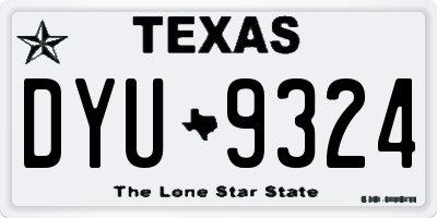 TX license plate DYU9324