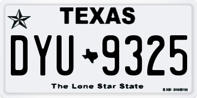 TX license plate DYU9325