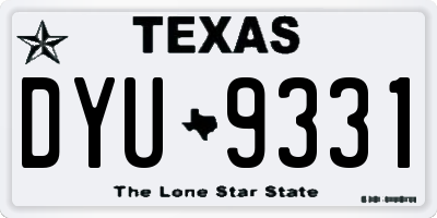 TX license plate DYU9331