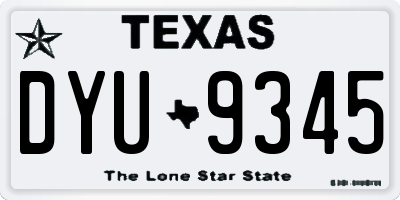TX license plate DYU9345