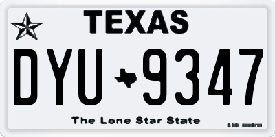 TX license plate DYU9347