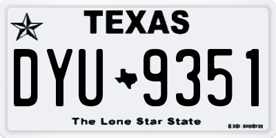 TX license plate DYU9351