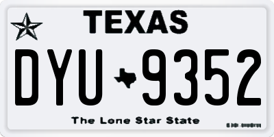TX license plate DYU9352