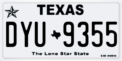 TX license plate DYU9355