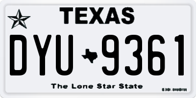 TX license plate DYU9361