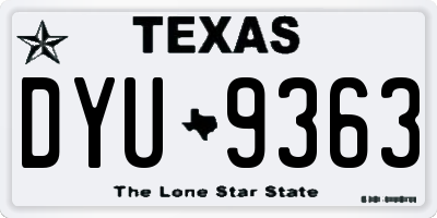 TX license plate DYU9363