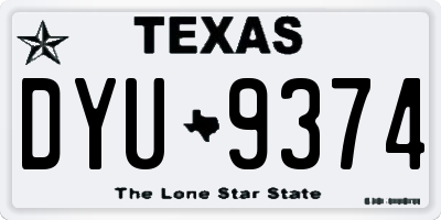 TX license plate DYU9374