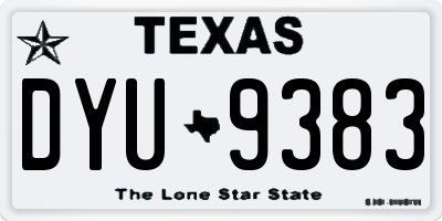 TX license plate DYU9383