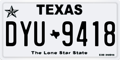 TX license plate DYU9418
