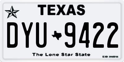 TX license plate DYU9422