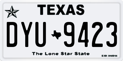 TX license plate DYU9423