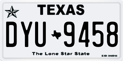 TX license plate DYU9458