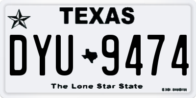 TX license plate DYU9474