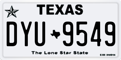 TX license plate DYU9549
