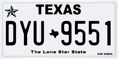 TX license plate DYU9551