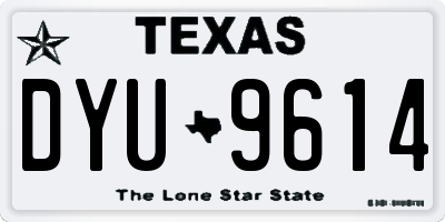 TX license plate DYU9614
