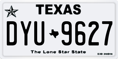 TX license plate DYU9627