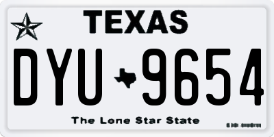 TX license plate DYU9654