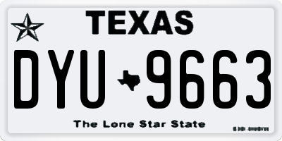 TX license plate DYU9663