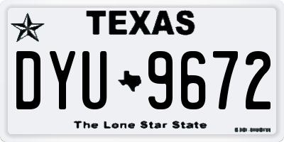 TX license plate DYU9672
