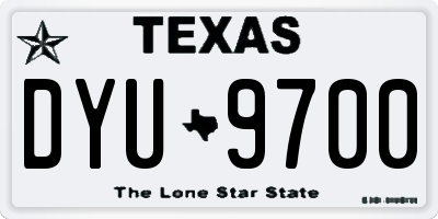 TX license plate DYU9700