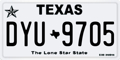 TX license plate DYU9705