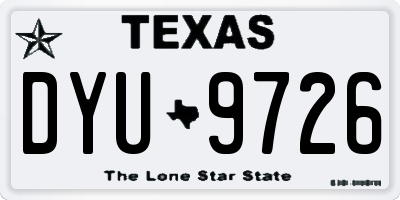 TX license plate DYU9726