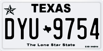 TX license plate DYU9754