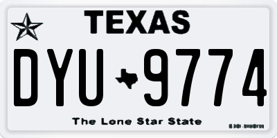 TX license plate DYU9774