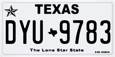 TX license plate DYU9783